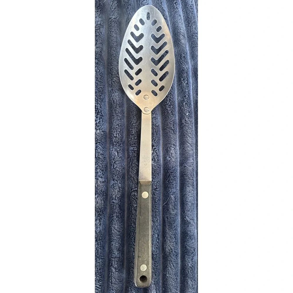 Flint Arrowhead Slotted Spoon Serving Logo USA Stainless Vanadium 11.5